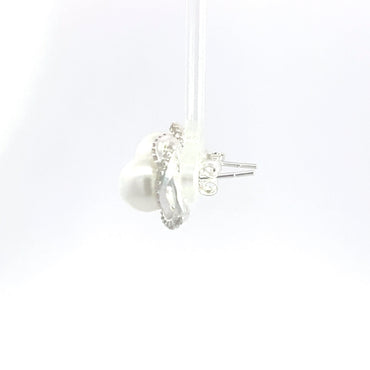 925 Silver Pearl and Crystal Stud Earrings