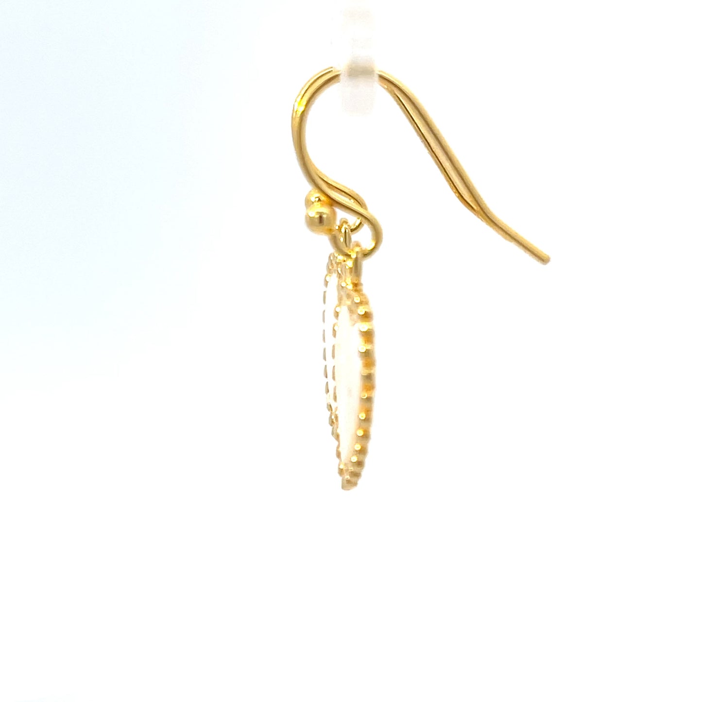 925 Silver Gold-Plated Heart Drop Earrings with Mother of Pearl