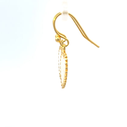 925 Silver Gold-Plated Heart Drop Earrings with Mother of Pearl
