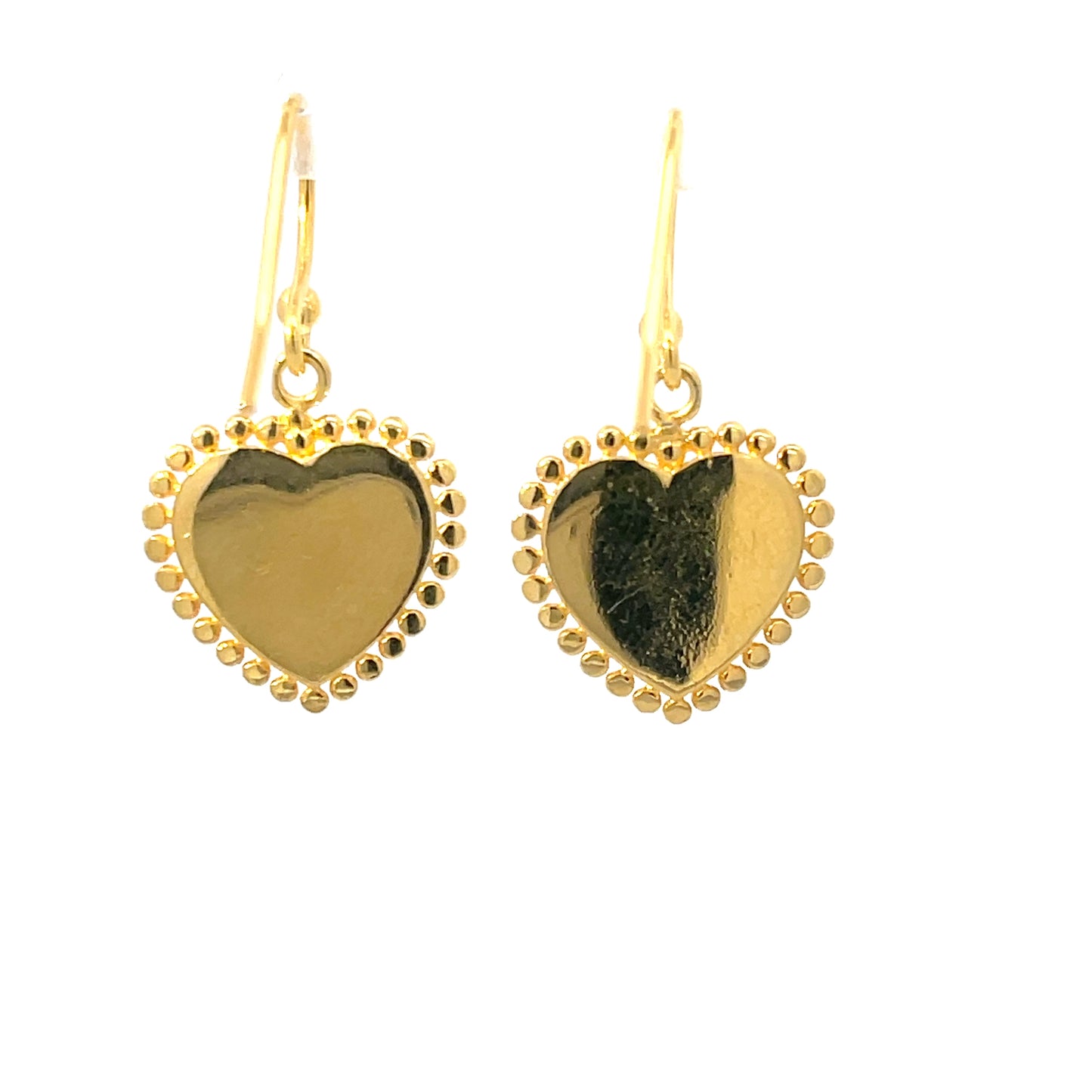 925 Silver Gold-Plated Heart Drop Earrings with Mother of Pearl
