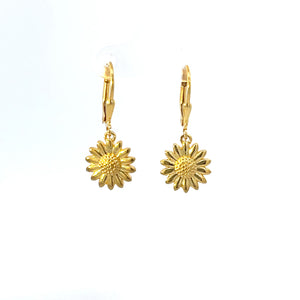 925 Silver Gold-Plated Sunflower Drop Earrings