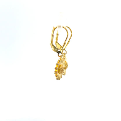 925 Silver Gold-Plated Sunflower Drop Earrings