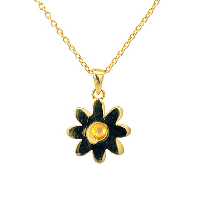 Vergoldeter 925er Silberanhänger mit mehrfarbiger Blume und Kette