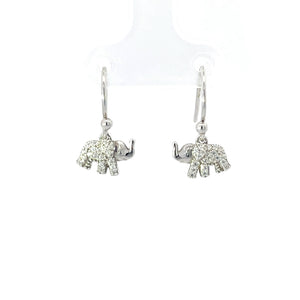 Boucles d'oreilles pendantes en argent 925 avec breloque éléphant et pierres
