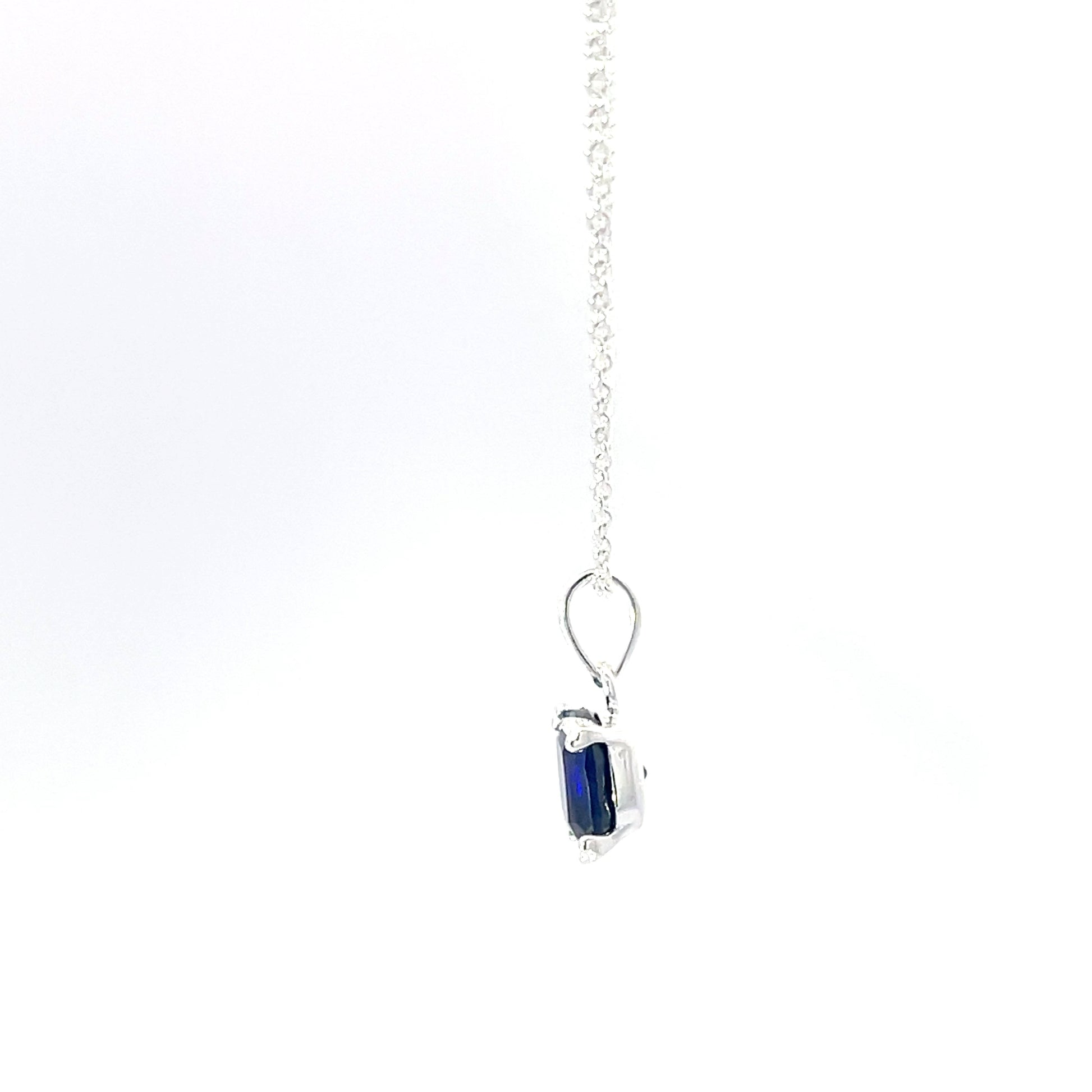 925er Silber blauer Kissenschliff-Anhänger mit Kette