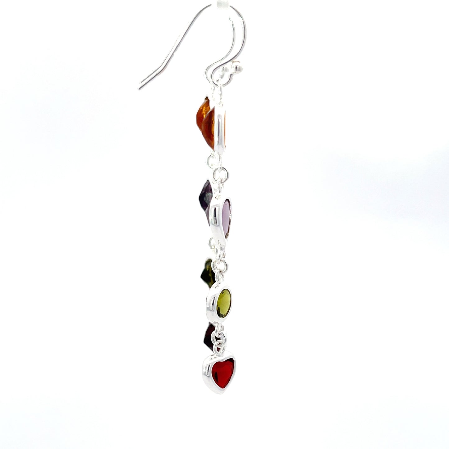 925 Silver Multicolor Gemstone-Inspired Long Drop Earrings