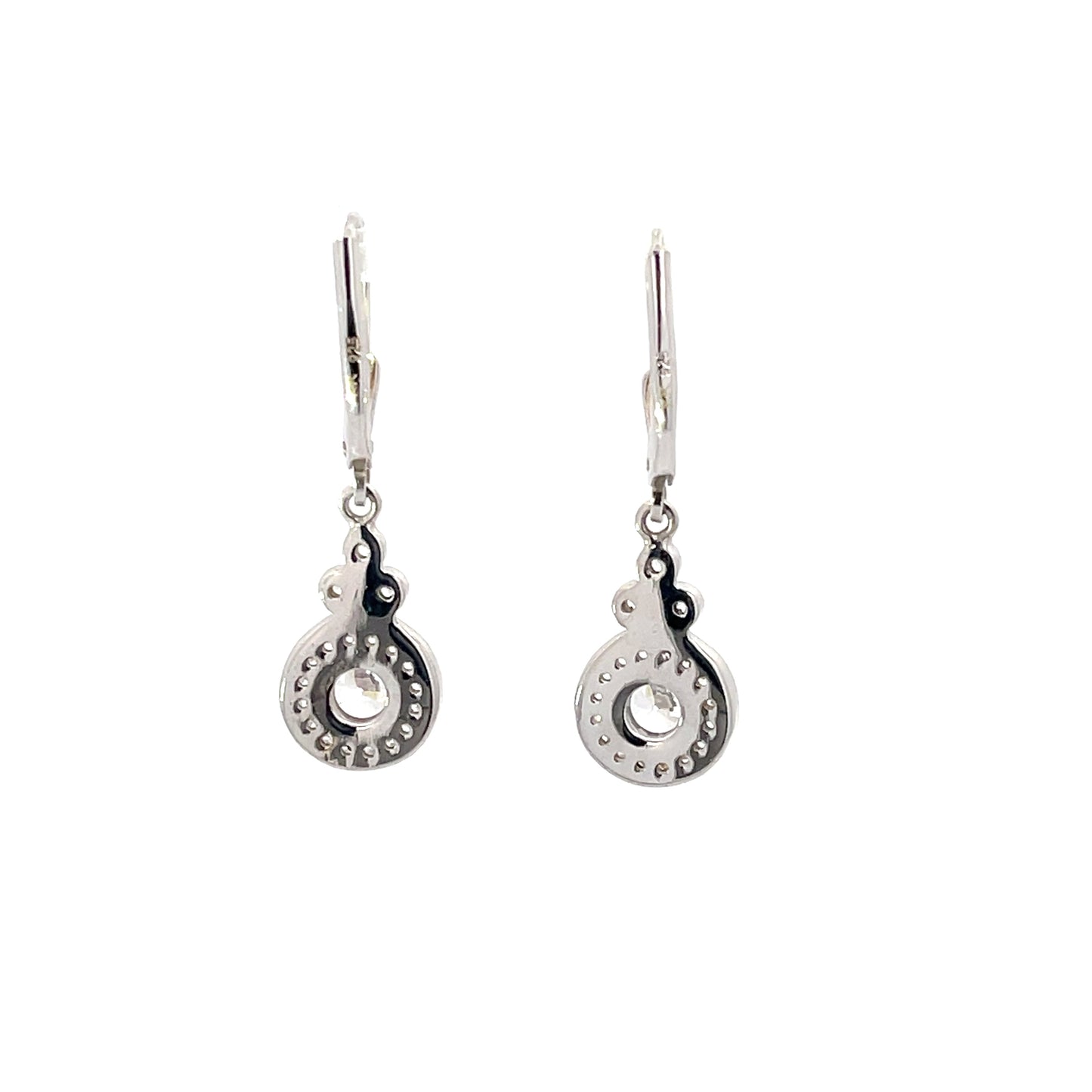 925 Silver Halo Drop Earrings with Clear Zircon