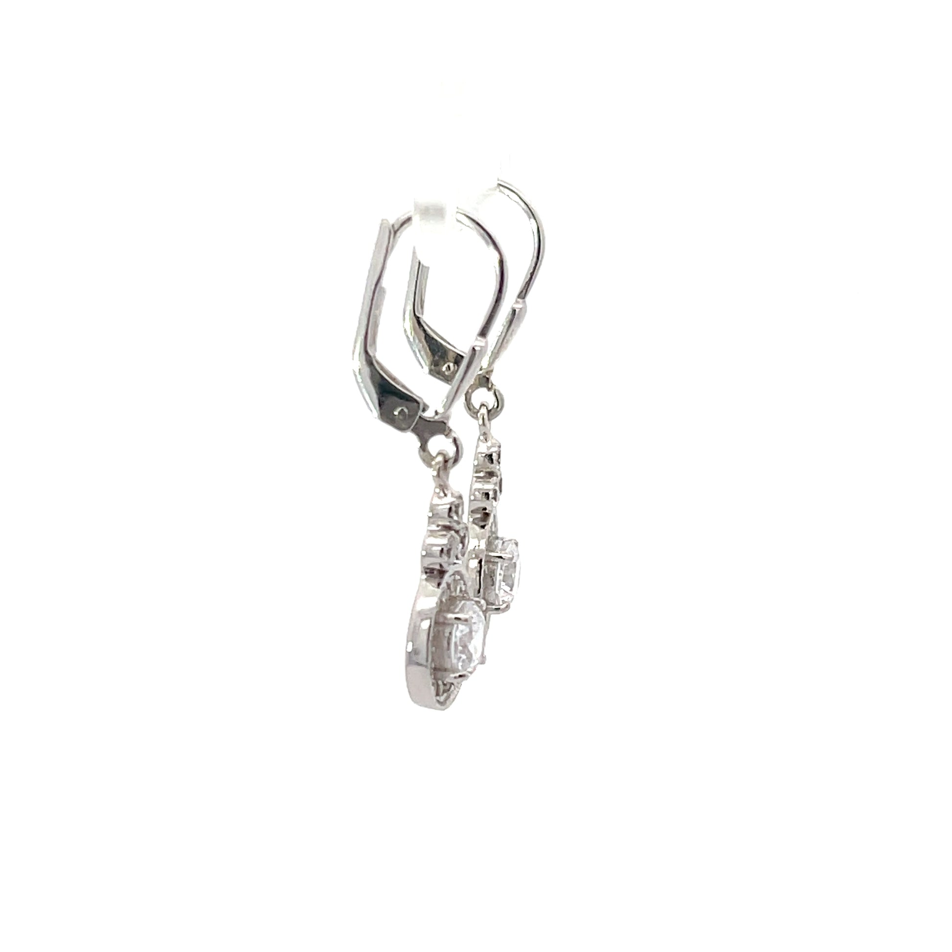 925 Silver Halo Drop Earrings with Clear Zircon