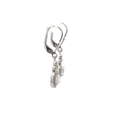 925 Silver Halo Drop Earrings with Clear Zircon