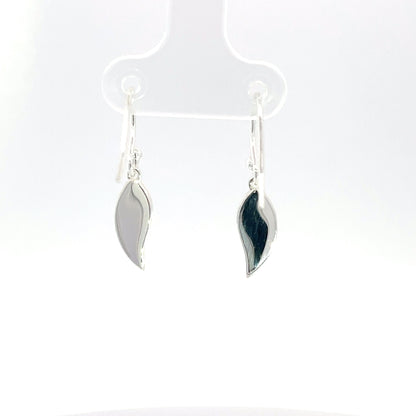 925 Silver Blue Enamel Leaf Drop Earrings