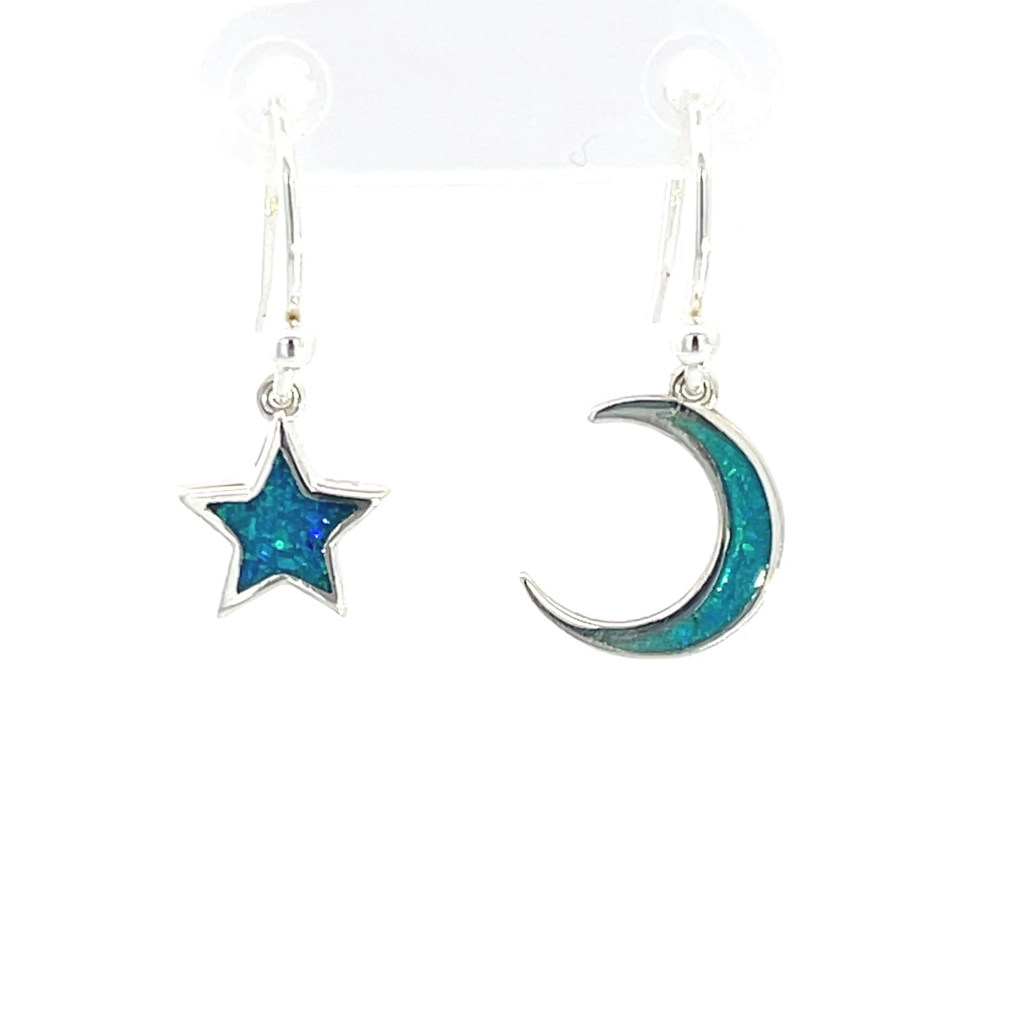 Ohrringe, Himmelsmond und Sterne, asymmetrisch, aus 925er Silber