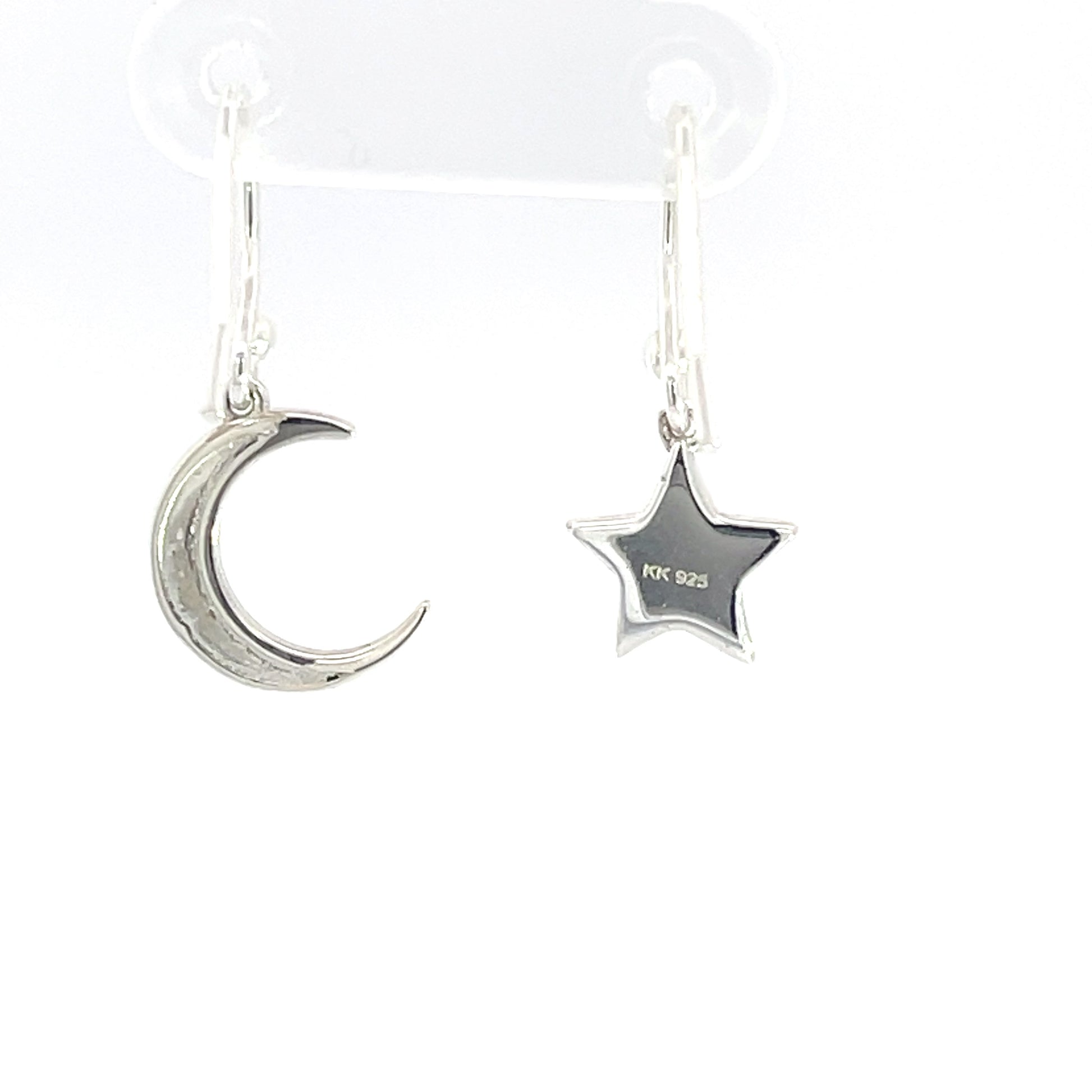 Ohrringe, Himmelsmond und Sterne, asymmetrisch, aus 925er Silber