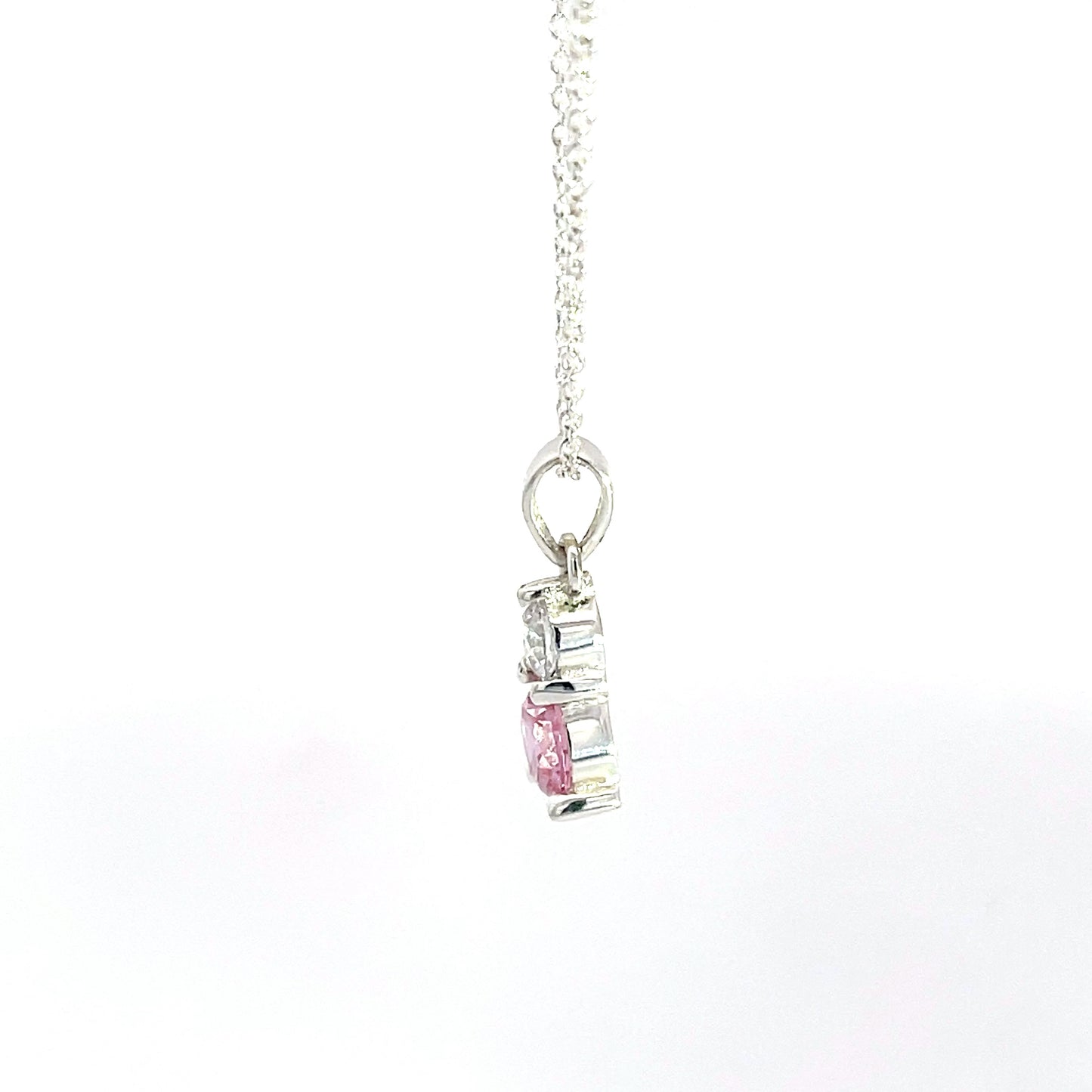 925 Silver Pink & Clear Zircon Pendant with Chain