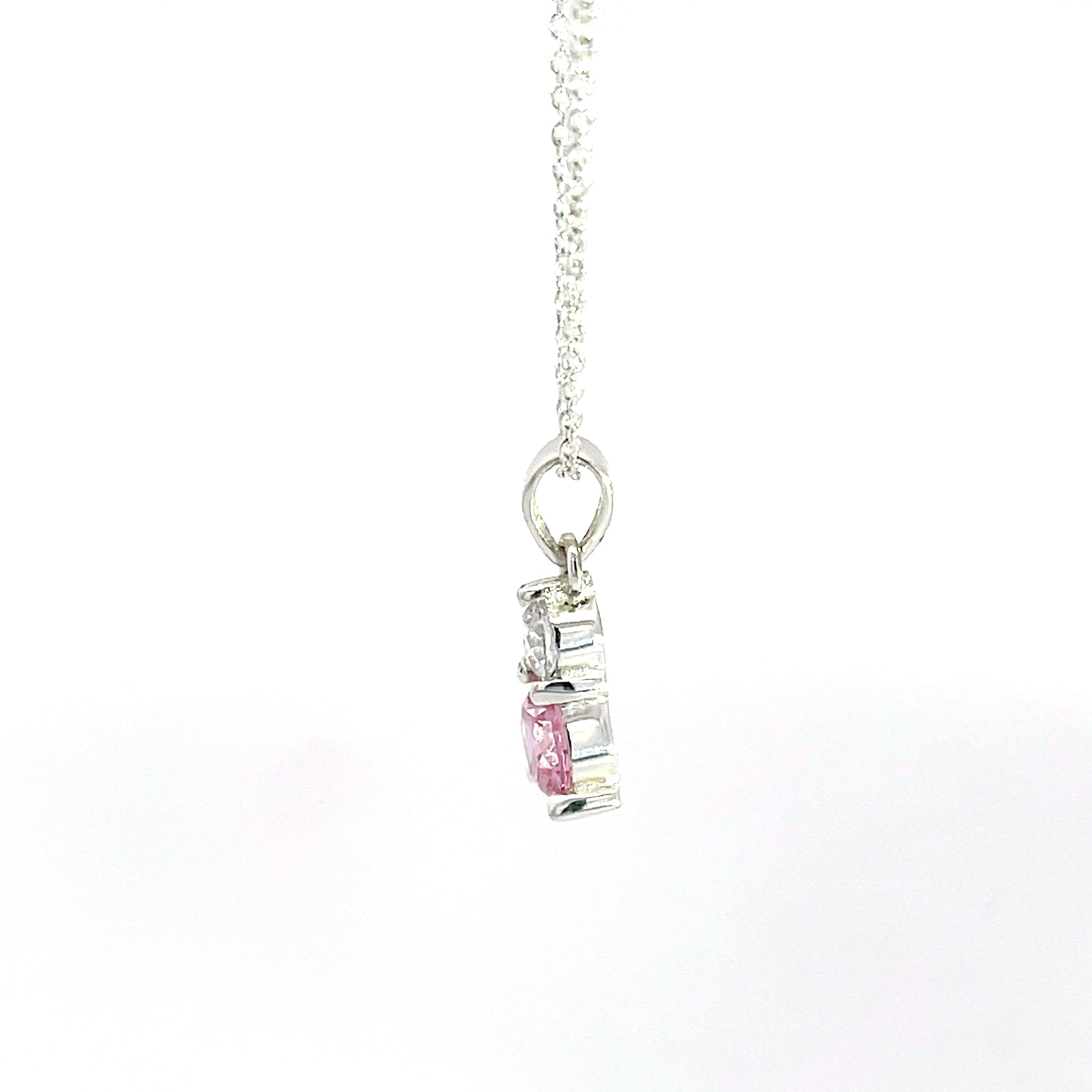 925 Silver Pink & Clear Zircon Pendant with Chain