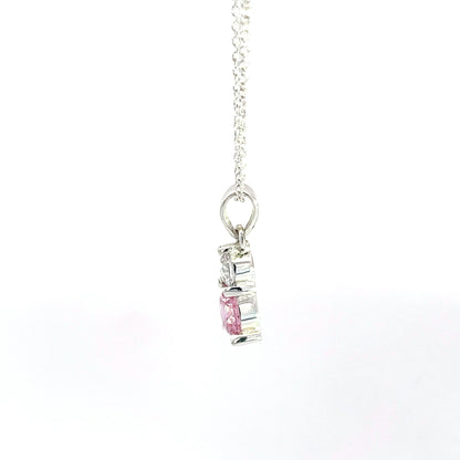 925 Silver Pink & Clear Zircon Pendant with Chain