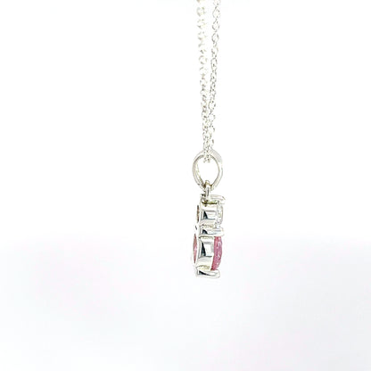 925 Silver Pink & Clear Zircon Pendant with Chain