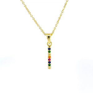 925er Silber vergoldeter Regenbogen-Stabanhänger mit Kette