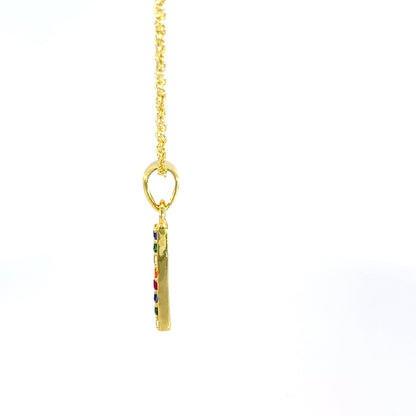 925 Silver Gold-Plated Rainbow Bar Pendant with Chain
