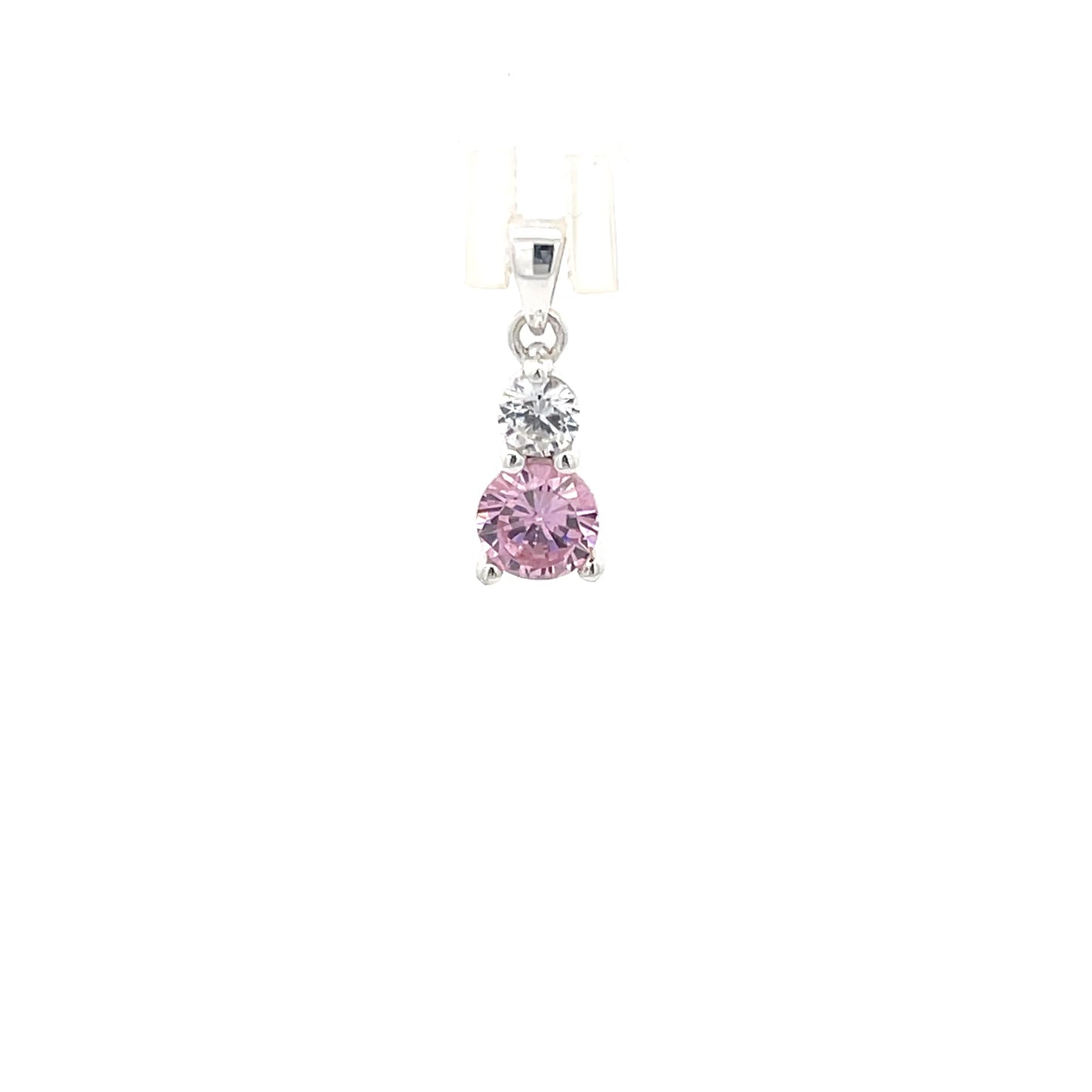 Anhänger aus 925er Silber mit rosa und klaren Zirkonia