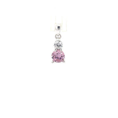 Anhänger aus 925er Silber mit rosa und klaren Zirkonia