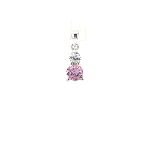 Anhänger aus 925er Silber mit rosa und klaren Zirkonia