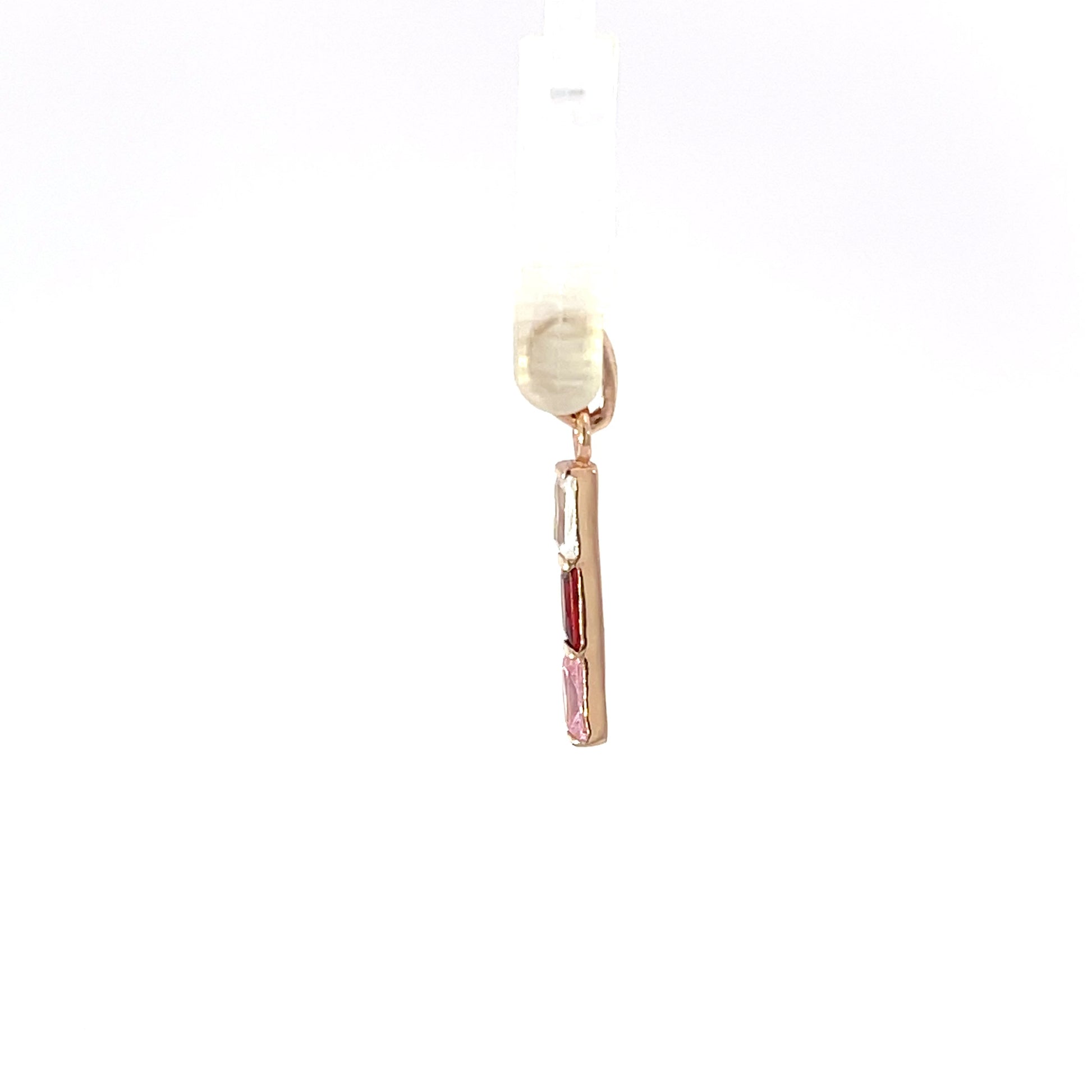 925 Silver Rose Gold-Plated Triple Stone Bar Pendant