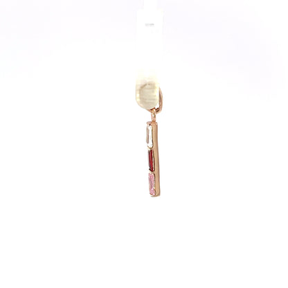 925 Silver Rose Gold-Plated Triple Stone Bar Pendant