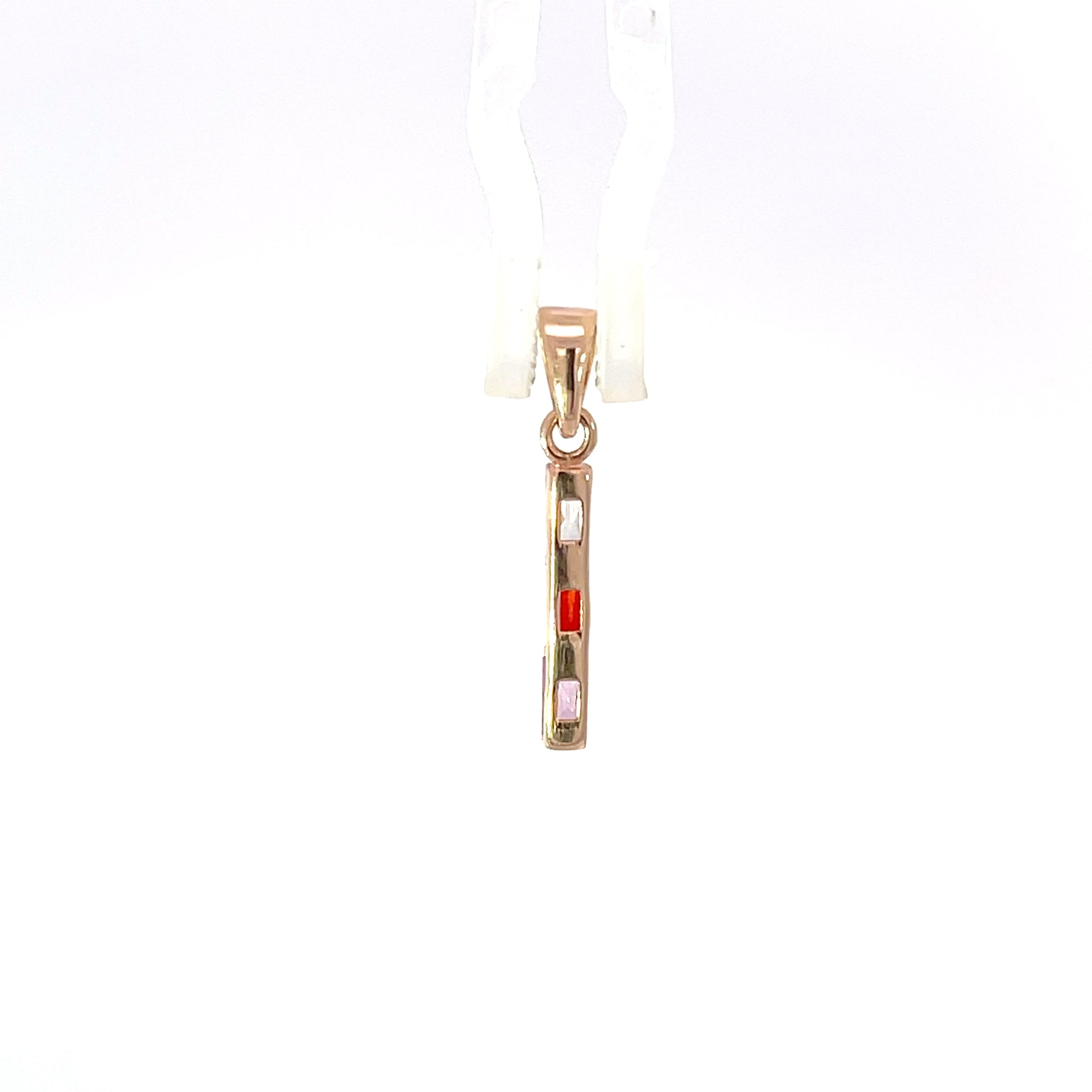 925 Silver Rose Gold-Plated Triple Stone Bar Pendant