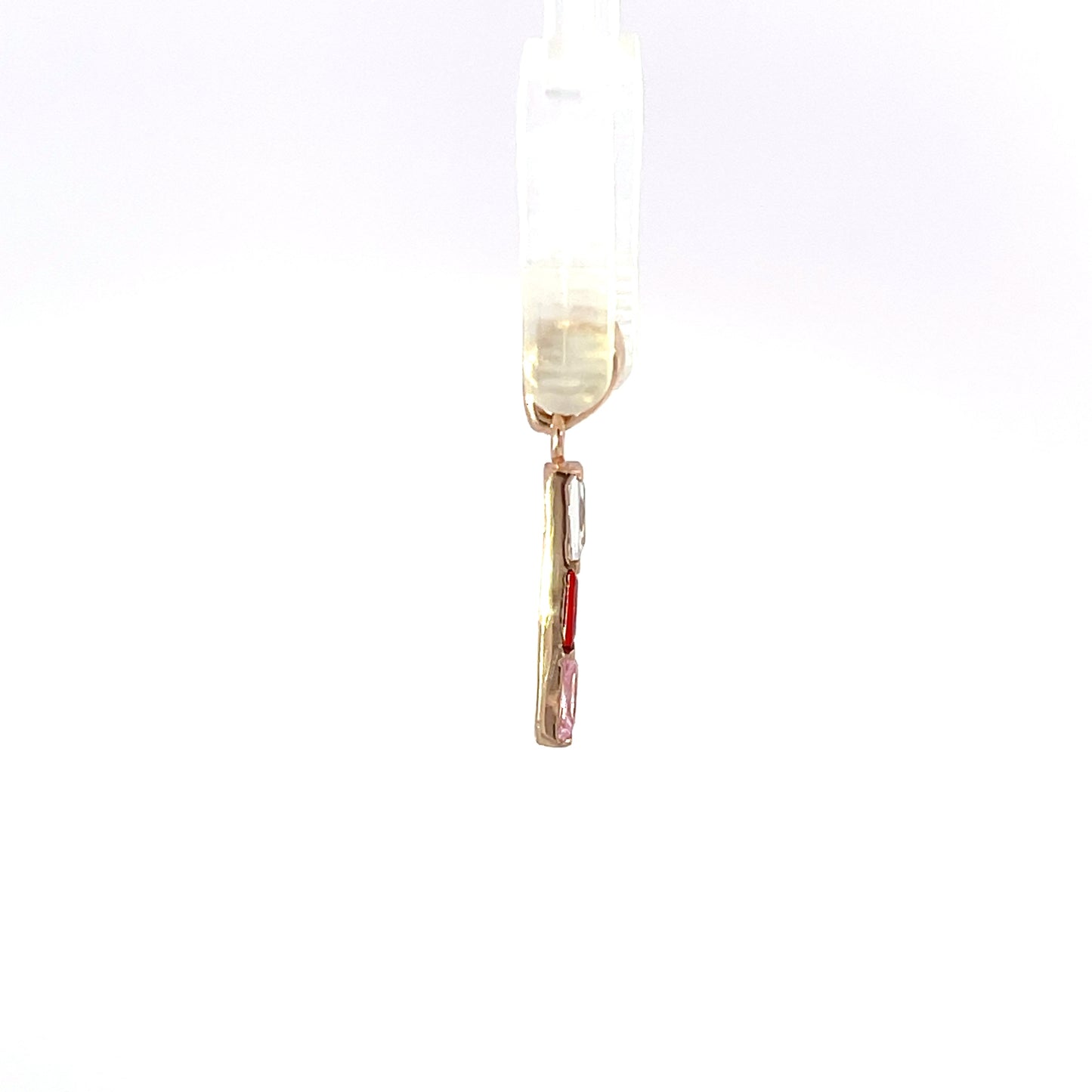 925 Silver Rose Gold-Plated Triple Stone Bar Pendant