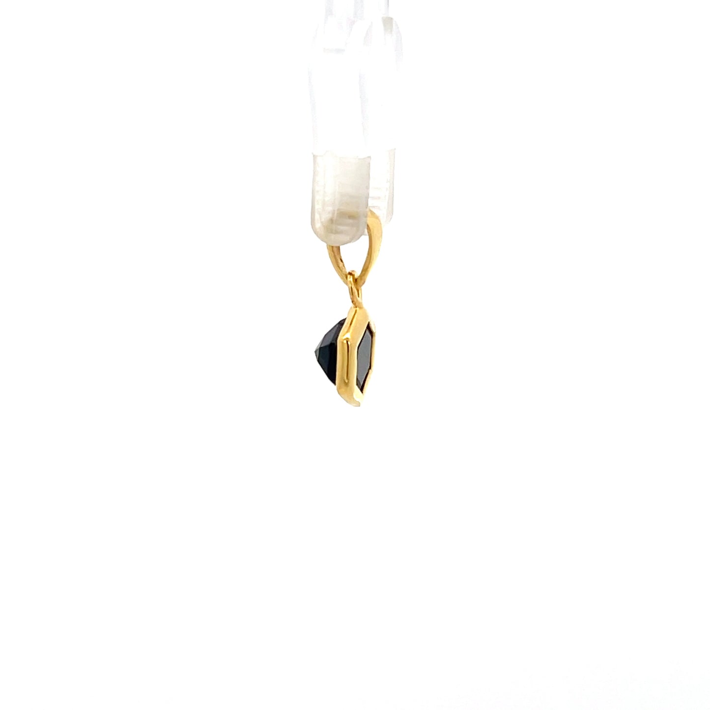 925 Silver Gold-Plated Hexagon Black Stone Pendant