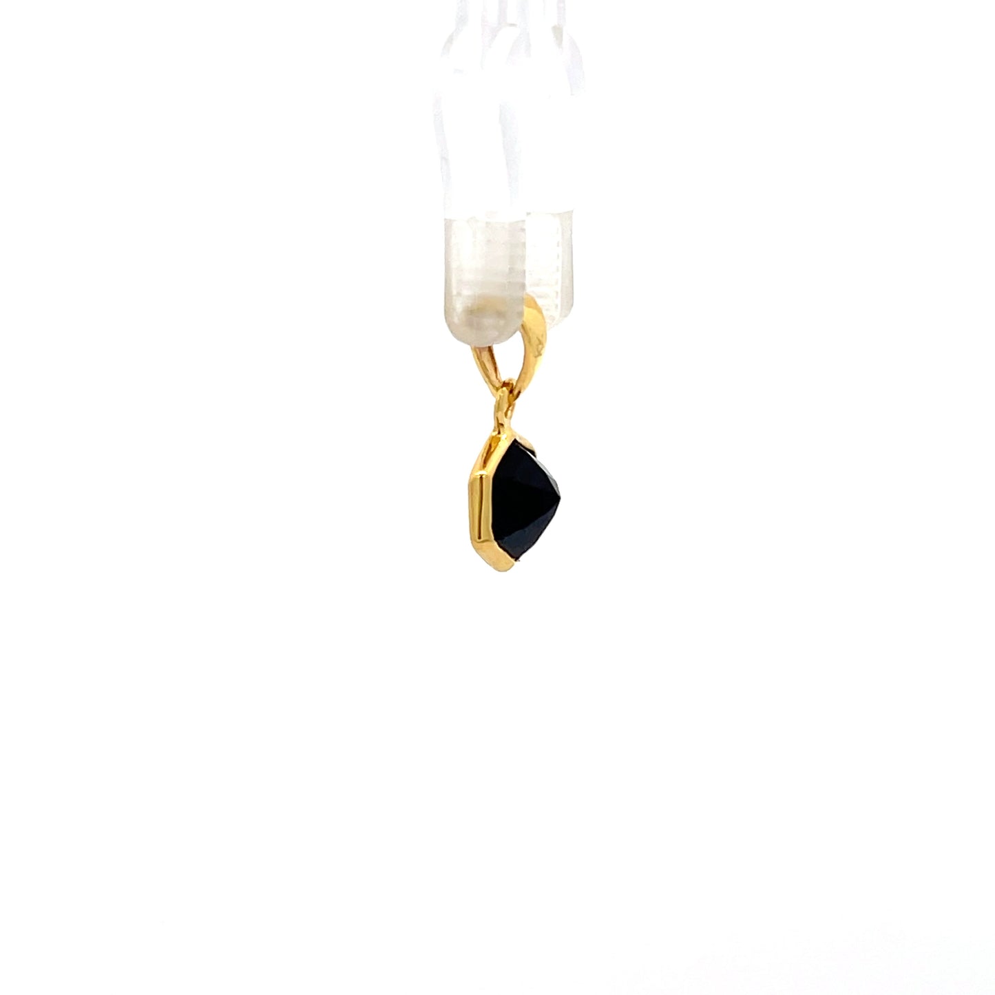 925 Silver Gold-Plated Hexagon Black Stone Pendant