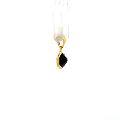 925 Silver Gold-Plated Hexagon Black Stone Pendant