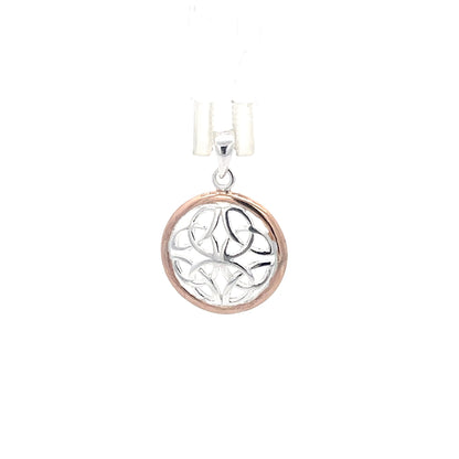 925 Silver Two-Tone Celtic Knot Circle Pendant