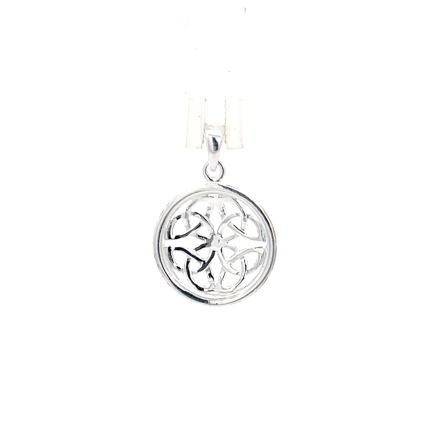 925 Silver Two-Tone Celtic Knot Circle Pendant