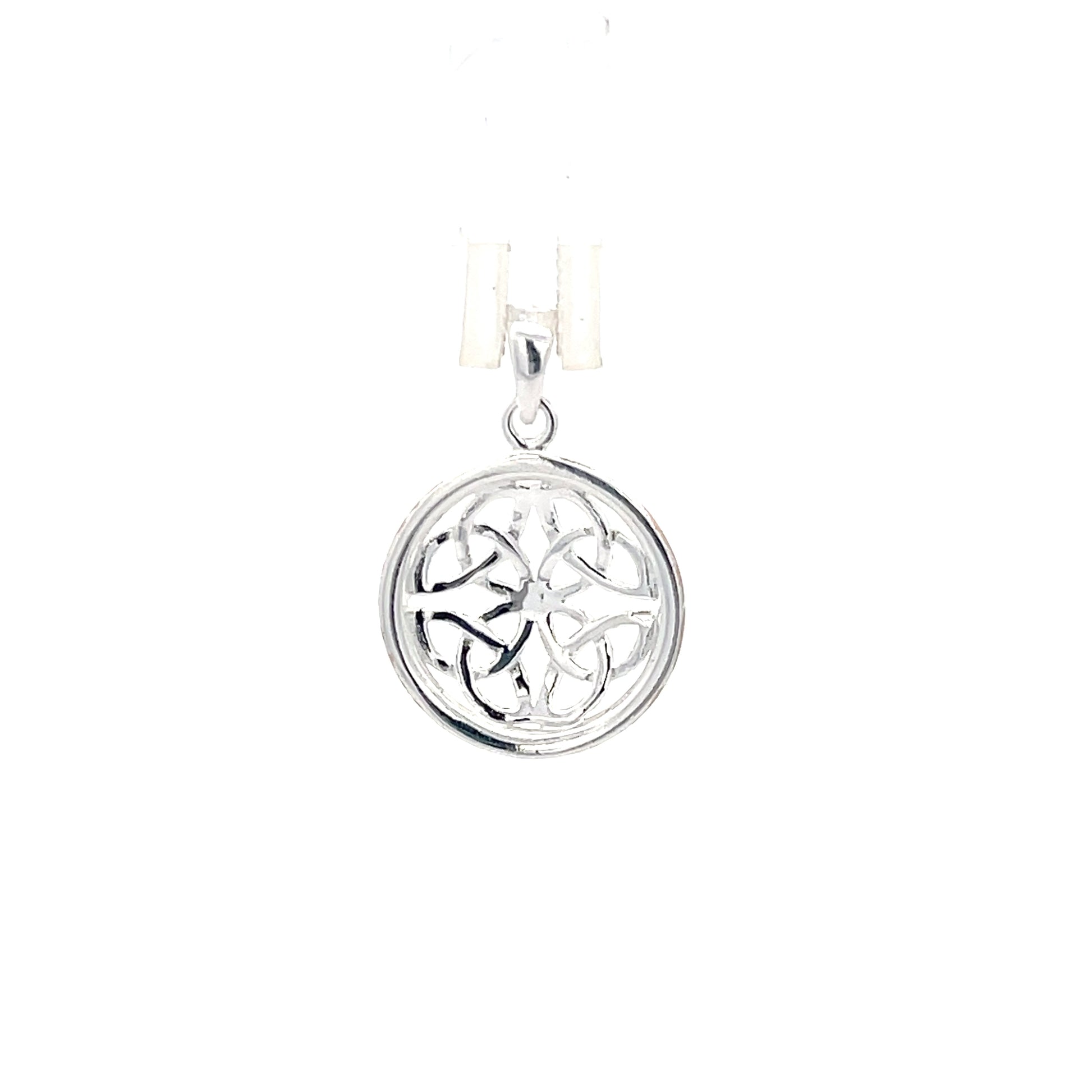 925 Silver Two-Tone Celtic Knot Circle Pendant