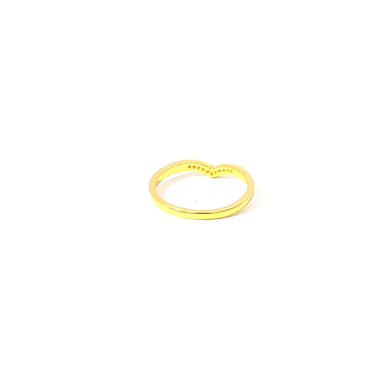 925 Silver 14K Yellow Gold-Plated Chevron Ring with Sparkling Zircon