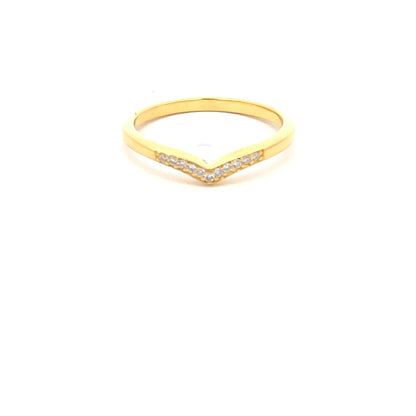 925 Silver 14K Yellow Gold-Plated Chevron Ring with Sparkling Zircon