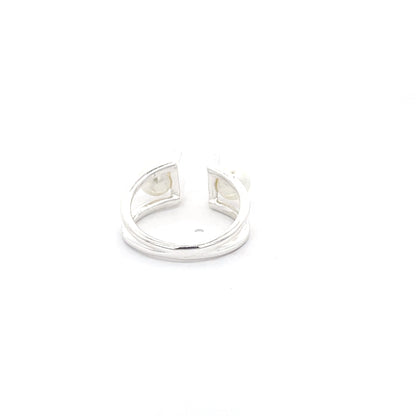 925 Silver Open Ring with Dual Synthetic Pearls
