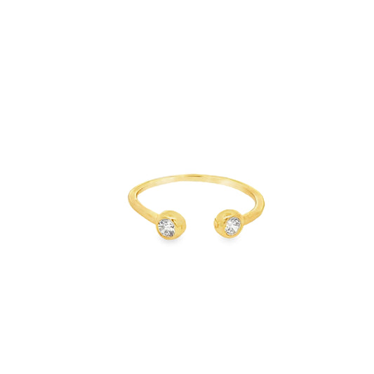 925 Silver 14K Yellow Gold-Plated Open Ring with Zircon Sparkle