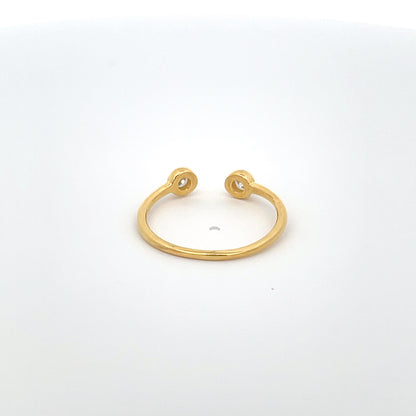 925 Silver 14K Yellow Gold-Plated Open Ring with Zircon Sparkle