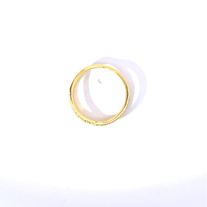 925 Silver 14K Yellow Gold-Plated Criss-Cross Ring with Zircon Accents
