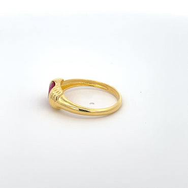 925 Silver 14K Yellow Gold-Plated Ring with Ruby Red Zircon