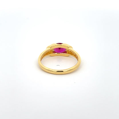 925 Silver 14K Yellow Gold-Plated Ring with Ruby Red Zircon