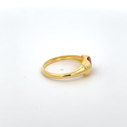 925 Silver 14K Yellow Gold-Plated Ring with Ruby Red Zircon