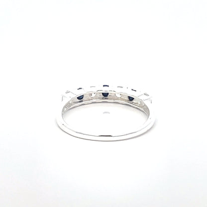 925 Silver Band Ring with Blue and White Zircon Stones