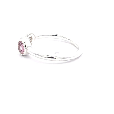925 Silver Open Ring with White and Pink Zircon
