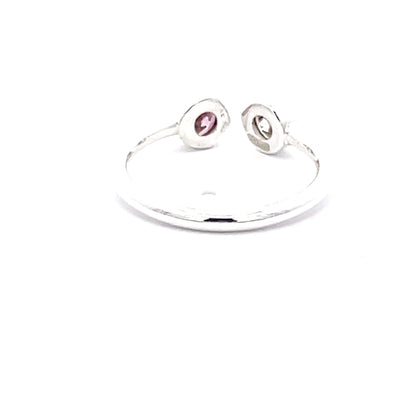 925 Silver Open Ring with White and Pink Zircon
