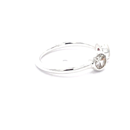 925 Silver Open Ring with White and Pink Zircon