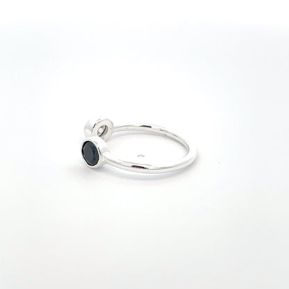 925 Silver Open Ring with White and Black Zircon