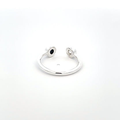 925 Silver Open Ring with White and Black Zircon